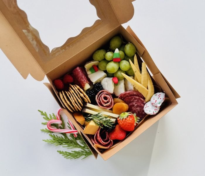 The Grazing Box with artisan cheeses, cured meats, fruits, nuts and crackers — $55 charcuterie box from Shawna Cheeseboards in Reno NV